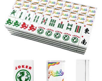 Pride Rainbow Mahjong Tile Set – American Mahjong 166 Tiles with Jokers, Dice & Storage Organizer | Colorful Mah Jongg Gift
