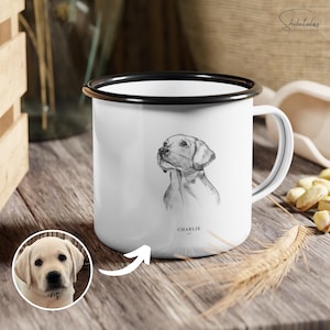 Custom Pet Mug Using Pet Photo + Name Custom Dog Enamel Camp Cup Dog Coffee Cup Personalized Pet Mugs Mother's Day Personalized Cat Dad Mug