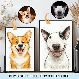Custom Dog Portrait Sketch From Photo/Picture For Digital Download. Custom Pencil Drawing, Dog Owner Cat Owner Gift, Dog Dad/Mom Gift Cat