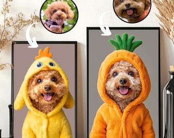 Custom Easter Pet Portrait: Funny Bunny, Chicken, Carrot Costume