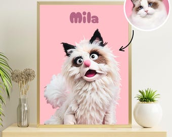 Custom Pet Puppet Portrait: Funny Bob&#39;s Burgers Style Pet Art