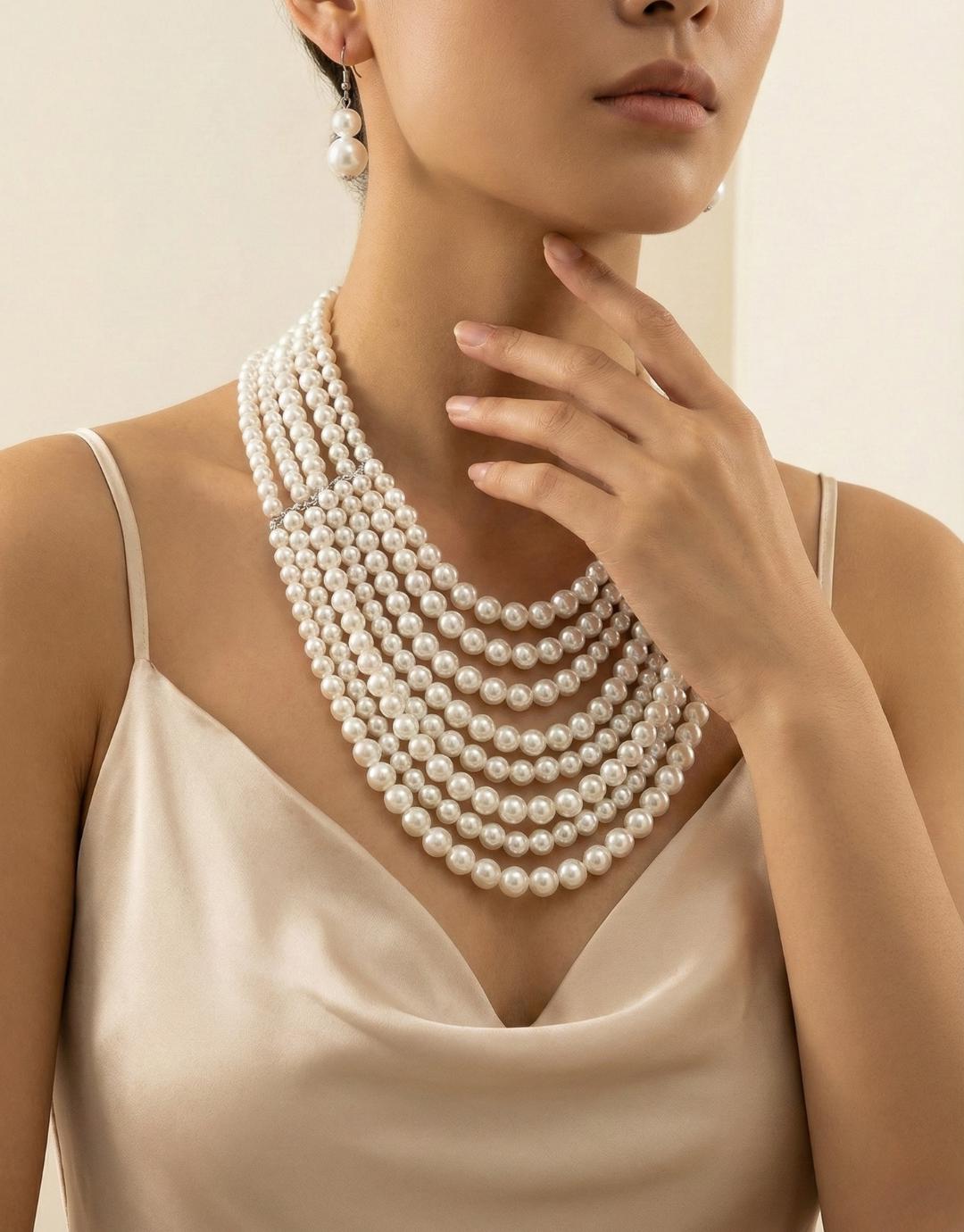 Semplici piccole perle d'imazione perline catene collane/orecchini/bracciali Set per le donne accessori per gioielli da sposa alla moda femminile  36