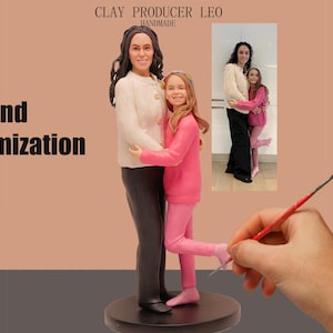 Figurina in argilla personalizzata basata su foto di cartoni animati / Scultura personalizzata da foto con cornice | Ritratto di figurina | Madre e figlia