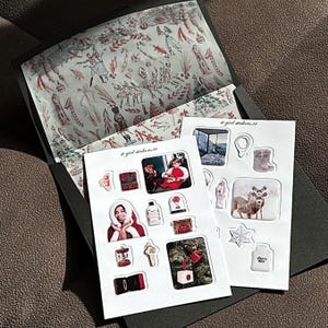 Autocollants époxy 3D « Joie des Fêtes » – Ensemble de dômes esthétiques rouges de Noël pour ordinateur portable, journal, téléphone – Cadeaux, joie, ambiance festive rétro