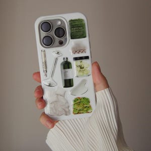 Adesivi epossidici 3D Green Wellness Aesthetic - Set di adesivi a cupola Matcha e Skincare per laptop, diario, telefono - Vibrazioni di auto-cura pulite