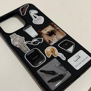 Adesivos 3D Epóxi Luxury Essentials – Conjunto de Adesivos Domo Minimalista Preto e Dourado para Laptop, Diário, Telefone – Decoração Estilo Designer
