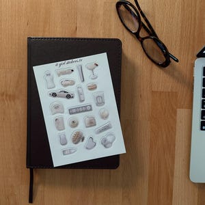 Adesivos epóxi 3D estéticos e limpos – Conjunto de cúpula de estilo de vida neutro branco para laptop, diário, telefone – Autocuidado minimalista e clima de garota esportiva