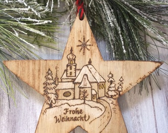 German Wooden Cut Out Frohe Weihnachten Merry Christmas Scrap Booking, Holiday Decoration, Christmas Decor, Card Making