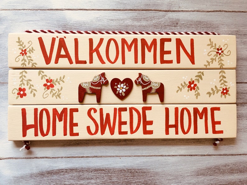 Schwedische Valkommen Zeichen skandinavische Dekor Etsy