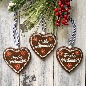3 German Christmas Ornaments, German Gingerbread Cookie Ornaments, Gingerbread Ornaments, Cookie Ornament, Lebkuchen Ornament, 3 1/2 inch