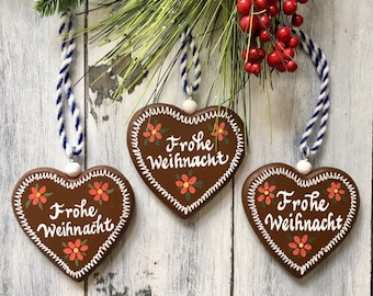 3 German Christmas Ornaments, German Gingerbread Cookie Ornaments, Gingerbread Ornaments, Cookie Ornament, Lebkuchen Ornament, 3 1/2 inch