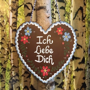 WILLKOMMEN SIGN, German Sign, Large 9-inch, Gingerbread Heart, Bavarian Gifts, Frohe Weihnacht, Door Sign, Door Hanger, Oktoberfest Decor image 5