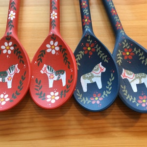 Swedish Spoons, Swedish Decor, Wooden Spoons, Dala Horse, Swedish Gifts, Scandinavian Decor, Swedish Kitchen, HANDMADE BY ME