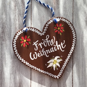 WILLKOMMEN SIGN, German Sign, Large 9-inch, Gingerbread Heart, Bavarian Gifts, Frohe Weihnacht, Door Sign, Door Hanger, Oktoberfest Decor image 6