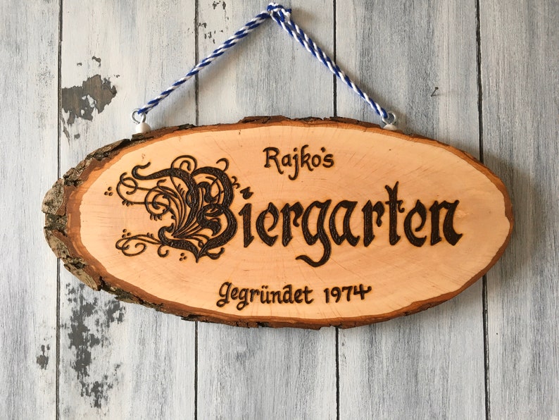 Biergarten Sign, Beer Garden Sign, personalized Biergarten sign gift for dad, German Sign, German Gifts, Personalized sign gift image 1