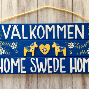 Swedish Valkommen Sign, Scandinavian Decor, Swedish Dala Horse, Välkommen, Home Swede Home, Swedish Decor, Dala Horse, Hand Painted image 2