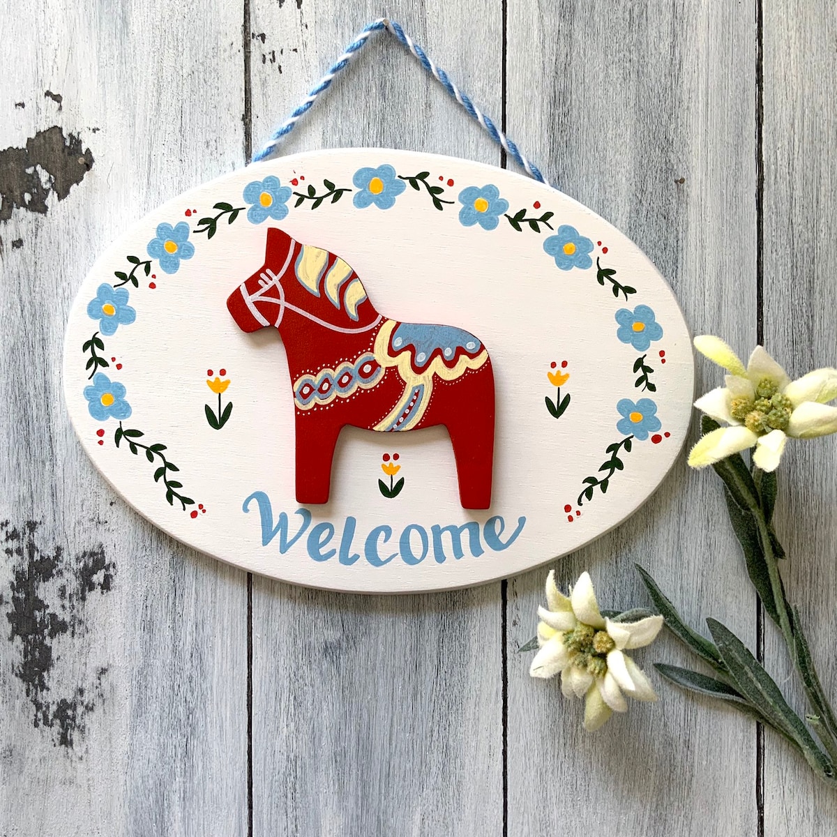 Swedish Welcome Sign, Dala Horse, Swedish Sign, Swedish Gifts, Swedish Decor, Välkommen Sign, Gift for Swedish Friend, HANDMADE BY ME - Etsy