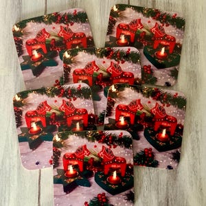 Swedish Party Christmas Coaster Set, Swedish Gifts, God Jul, Dala Horse Coasters, 6 Drink Coasters, Swedish Beer Coasters, Dala Horse