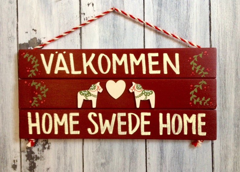 Swedish Valkommen Sign Scandinavian Decor Swedish Art | Etsy