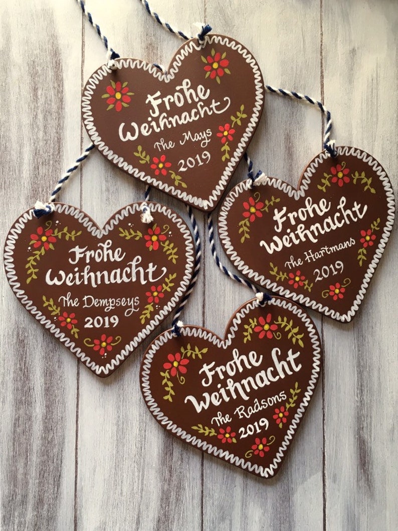 WILLKOMMEN SIGN, German Sign, Large 9-inch, Gingerbread Heart, Bavarian Gifts, Frohe Weihnacht, Door Sign, Door Hanger, Oktoberfest Decor image 7