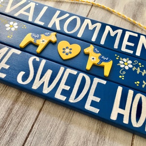 Swedish Valkommen Sign, Scandinavian Decor, Swedish Dala Horse, Välkommen, Home Swede Home, Swedish Decor, Dala Horse, Hand Painted image 8