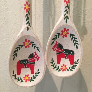 Swedish Kitchen Decor, Dala Horse, Swedish Gifts, Rosemaling, Scandinavian Decor, Swedish Kitchen, Wooden Spoons, Handmade Wood Decor image 7