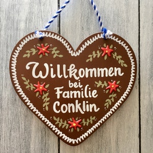 WILLKOMMEN SIGN, German Sign, Large 9-inch, Gingerbread Heart, Bavarian Gifts, Frohe Weihnacht, Door Sign, Door Hanger, Oktoberfest Decor image 8