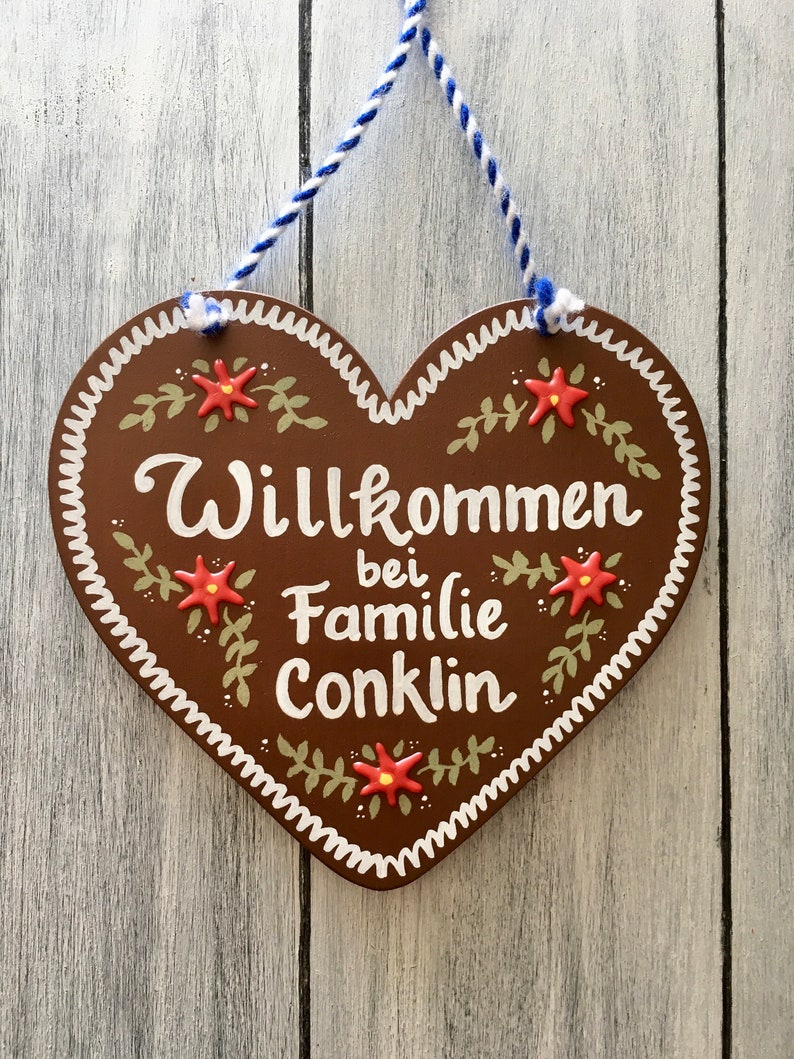 WILLKOMMEN SIGN, German Sign, Large 9-inch, Gingerbread Heart, Bavarian Gifts, Frohe Weihnacht, Door Sign, Door Hanger, Oktoberfest Decor image 8