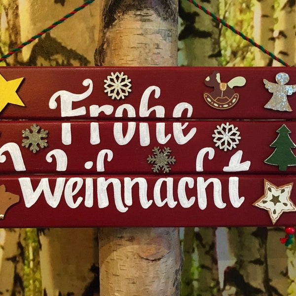 German Christmas, German Sign, German Gifts, German Decor, Christmas Sign, Christmas Decor, Frohe Weihnachten, Bavarian Decor, HAND Painted