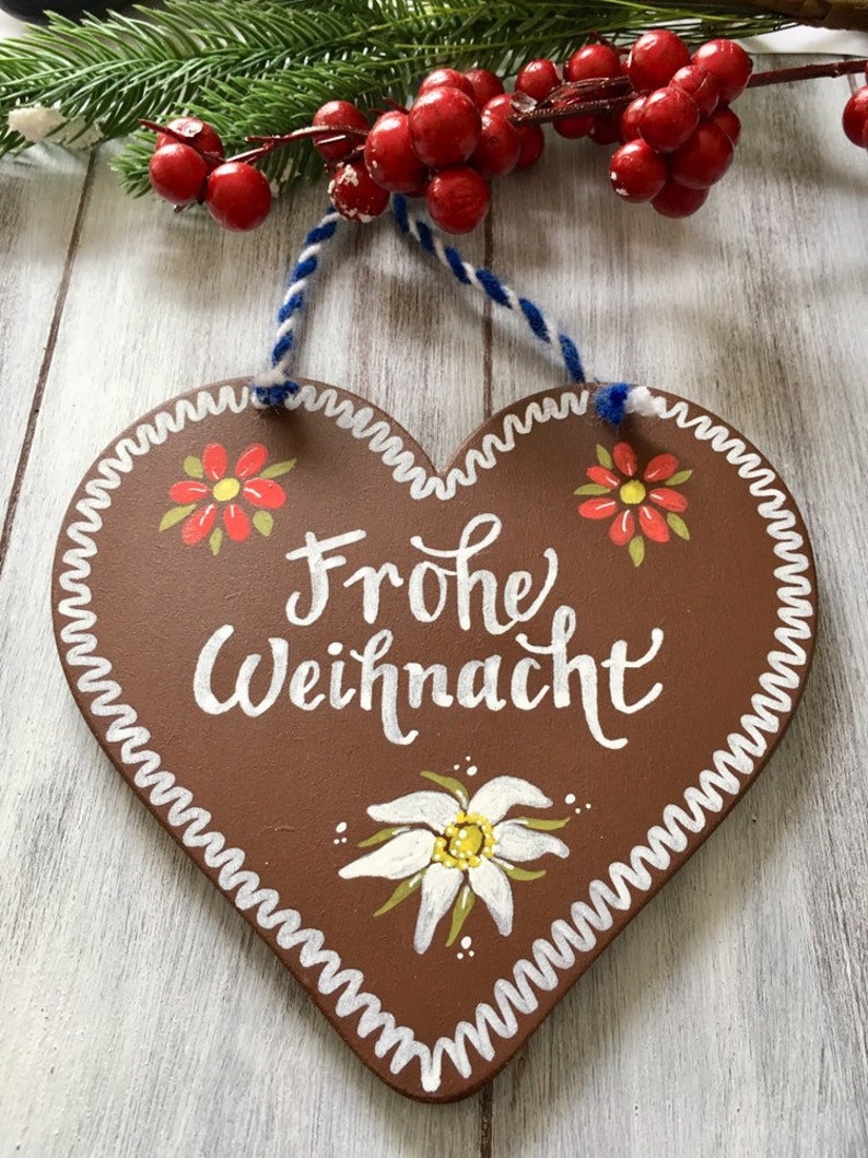 Merry Christmas Sign, 6 inch Lebkuchen Herz, German Christmas Decoration, German Gifts, Bavarian Sign, German Decor image 9