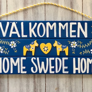 Swedish Valkommen Sign, Scandinavian Decor, Swedish Dala Horse, Välkommen, Home Swede Home, Swedish Decor, Dala Horse, Hand Painted image 6