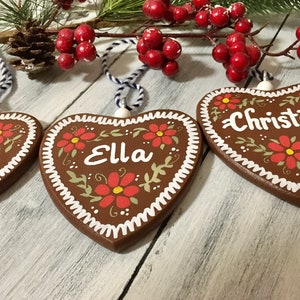 German Christmas Ornaments, Frohe Weihnacht, Bavarian Gifts, Gingerbread Ornaments, Lebkuchen Ornament, 3.5 inch size, Hand Painted