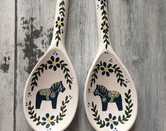 Swedish Spoons, Swedish Decor, Wooden Spoons, Dala Horse, Swedish Gifts, Scandinavian Decor, Swedish Kitchen, Scandinavian Kitchen