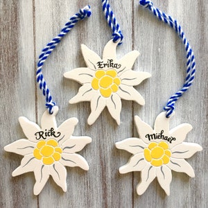 Edelweiss Ornaments, Unique German Gifts, Edelweiss Gifts, Bavarian Wedding Favors, German Ornaments, Flower Ornaments, Gift for German Oma