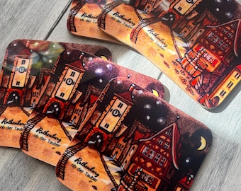 German Coaster Set: German Drink Coasters, Rothenburg