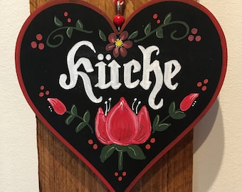 Personalized German Kitchen Sign, German Sign, German Gifts, German Cooking, German Kitchen Decor, Heart Sign