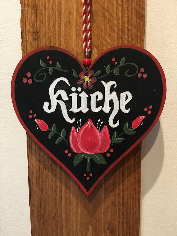 KUCHE German Old World Kitchen Sign Germany Plaque Food Bavarian PICK Color Wood 