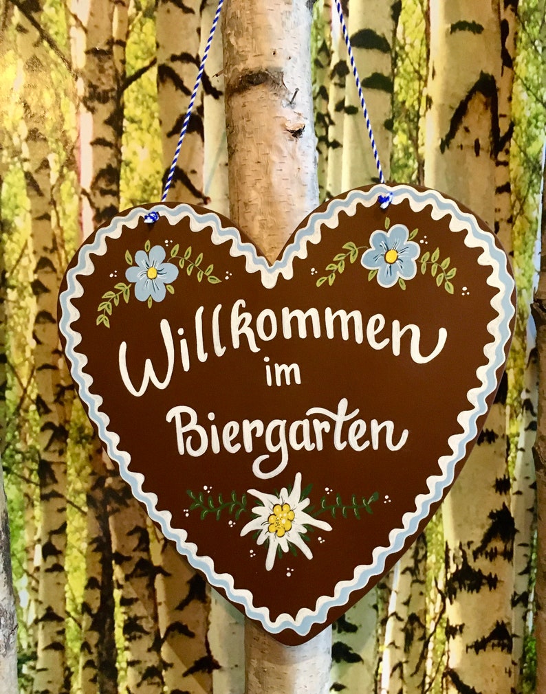WILLKOMMEN SIGN, German Sign, Large 9-inch, Gingerbread Heart, Bavarian Gifts, Frohe Weihnacht, Door Sign, Door Hanger, Oktoberfest Decor image 1