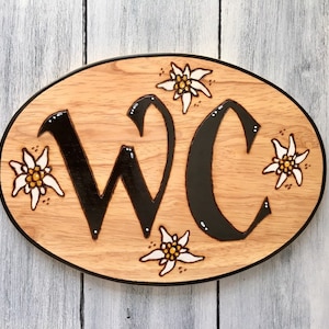 WC sign, German sign, wc door sign, German gifts, WC sign wood, bathroom door sign, water closet, Bavarian Decorations