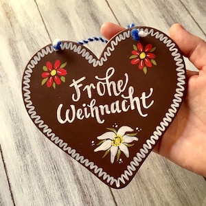 WILLKOMMEN SIGN, German Sign, German Door Hanger, German Gifts, Frohe Weihnacht, Personalized Sign for German Family, Lebkuchen Sign Gift image 2