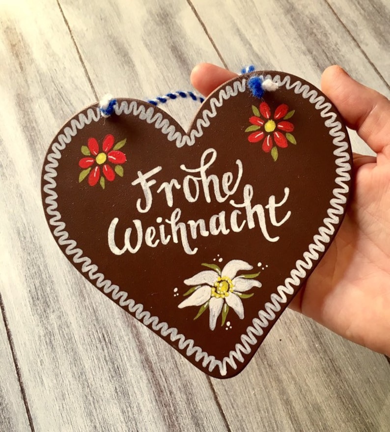 WILLKOMMEN SIGN, German Sign, German Door Hanger, German Gifts, Frohe Weihnacht, Personalized Sign for German Family, Lebkuchen Sign Gift image 2