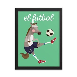 Soccer Horse Framed Art Print - Spanish