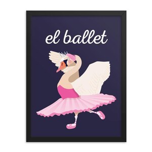 Ballet Swan Framed Art Print - Spanish
