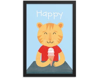 Happy Cat Framed Art Print - English
