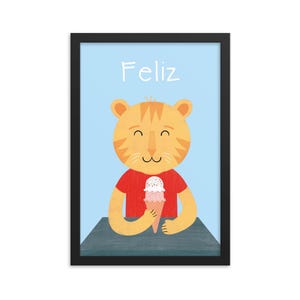 Happy Cat Framed Art Print - Spanish