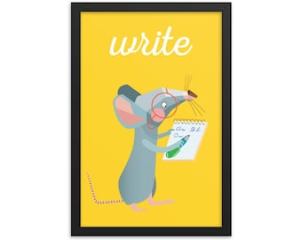 Lámina enmarcada con el ratón que escribe - Inglés