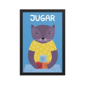 Playful Cat Framed Art Print - Spanish
