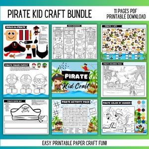 Pirate craft bundle, pirate party, kids crafts, kids activities, printable children's activities, colouring pages, rainy day activity