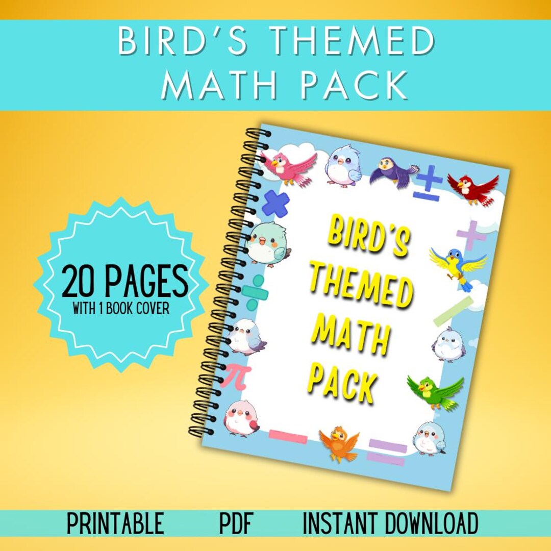Bird Themed Math Workbook, Math Worksheet for Kids Printable, Preschool