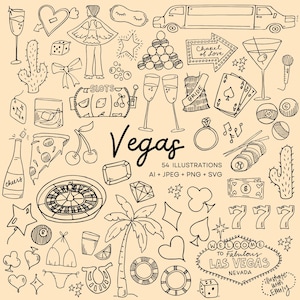 Vegas Illustrations Mega Pack - 54 Hand Drawn Images